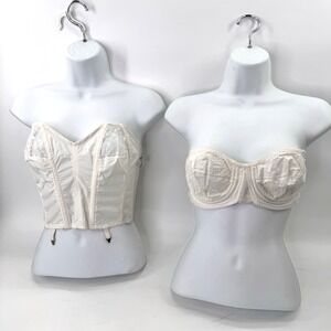 VTG Maidenform Charis Waist Cincher Girdle Corset Garters Bullet Bra Sz 34 1950s